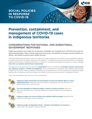 Prevention, Containment, and Management of COVID-19 Cases in Indigenous Territories: Social Policies in Response to COVID-19