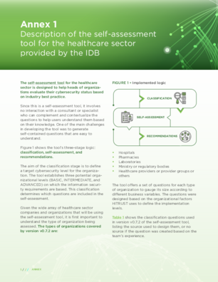 Description of the self-assessment tool for the healthcare sector provided by the IDB