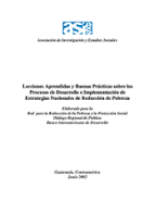 Lecciones aprendidas y buenas prácticas sobre los procesos de desarrollo e implementación de estrategias nacionales de reducción de pobreza
