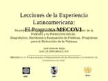 Lecciones de la experiencia latinoamericana: El programa para el Mejoramiento de las Encuestas y la Medición de Condiciones de Vida (MECOVI)