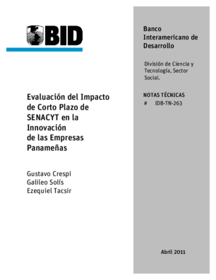 Evaluación del impacto de corto plazo de SENACYT en la innovación de las empresas panameñas