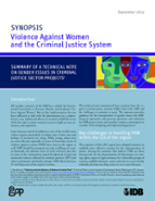 Violence Against Women and the Criminal Justice System: Synopsis